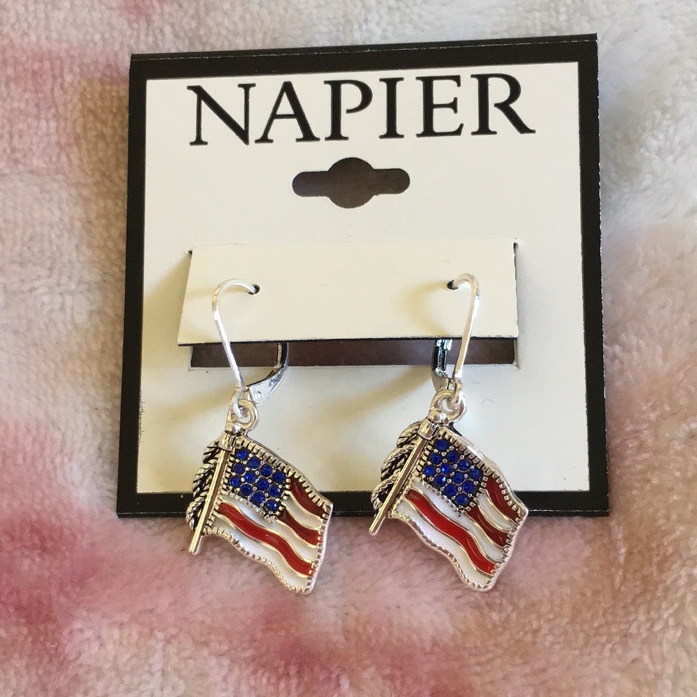 American Flag Pierced Earrings by Napier NWT - Picture 2 of 4